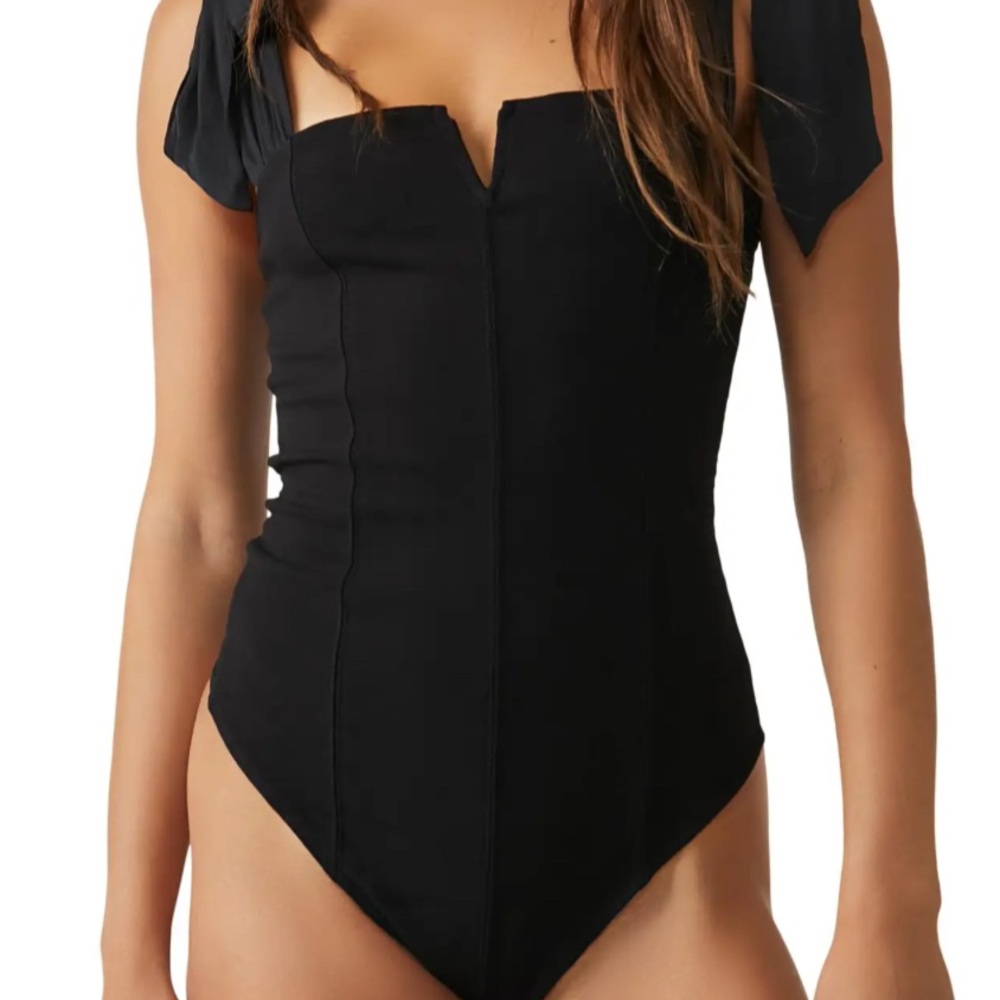 Free People Black Lola Bodysuit